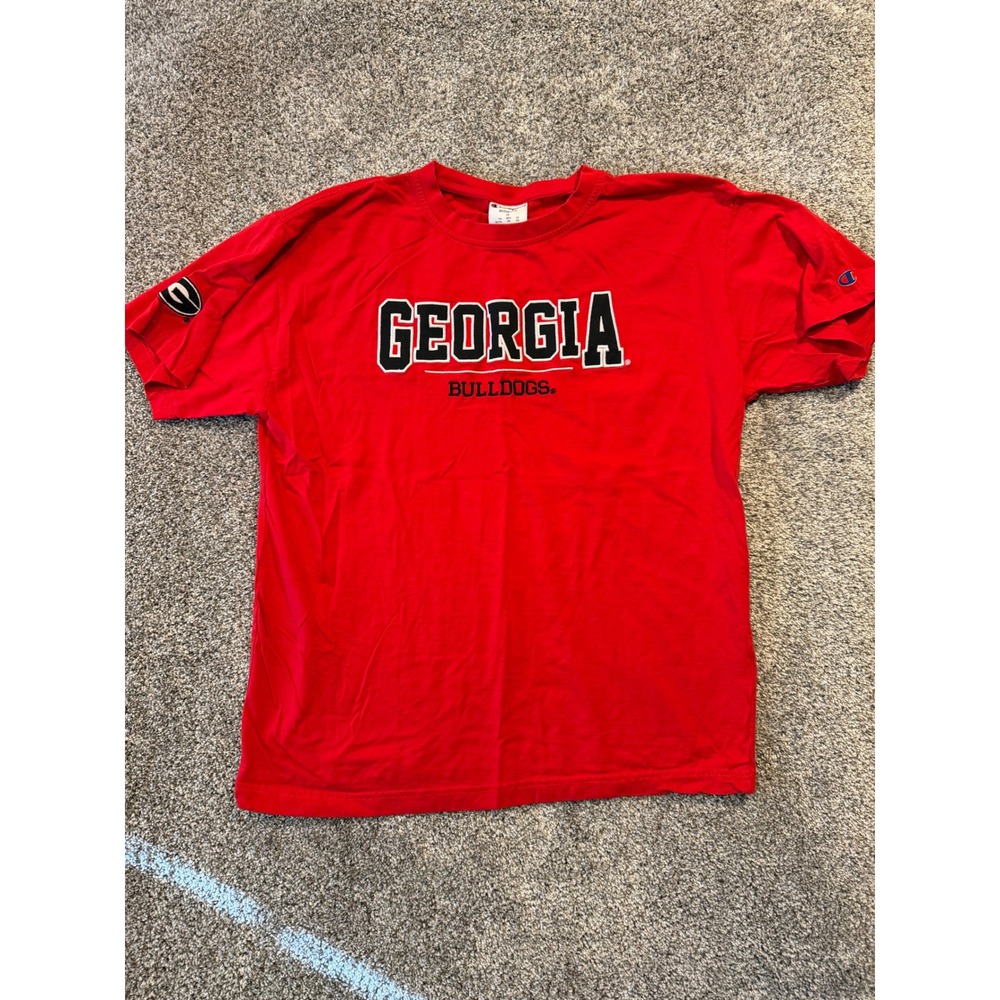 Champion T-Shirt Men XL Red Georgia Bulldog NCAA Graphic Tee Short Sleeve Cotton